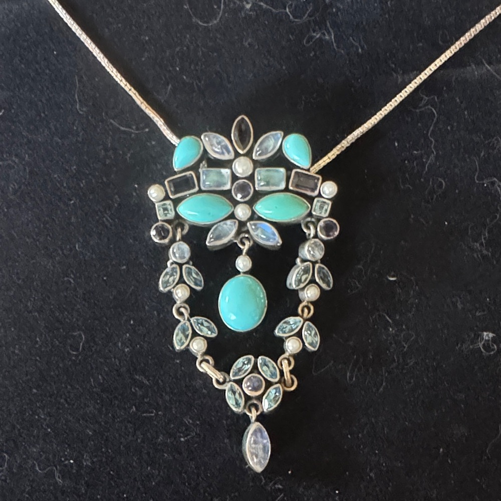 Nicky Butler Pin/Necklace on a 24” 925 SS chain.